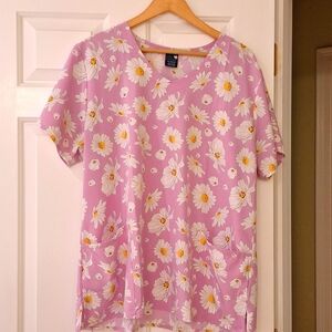 Women's scrub top, Daisies size XL